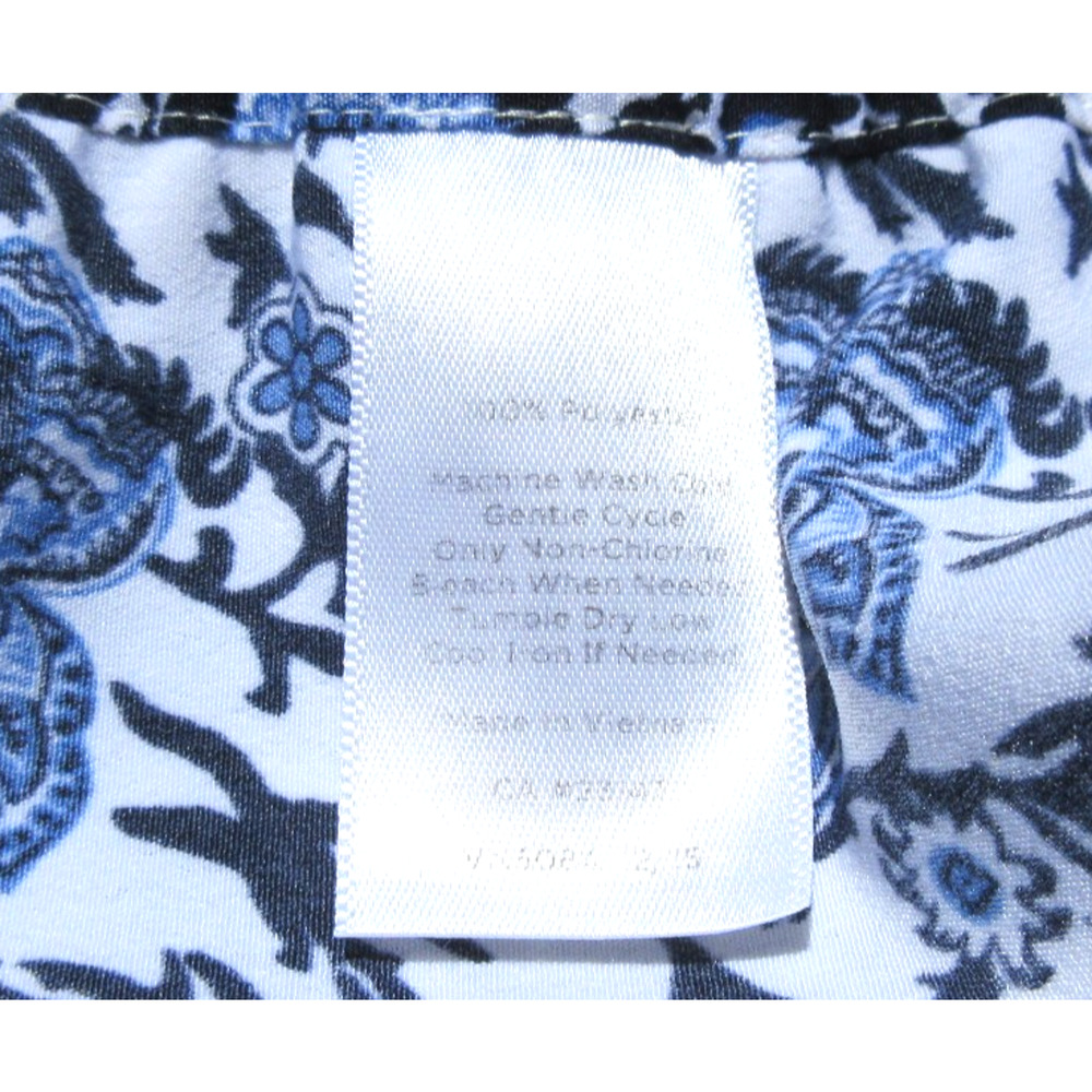 Talbots Womens 10 Blue-White Floral Print Lightweight Elastic-Waist Boho Pants - Picture 6 of 6